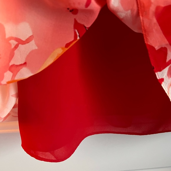 Adrianna Papell Orange/Pink Floral Dress with belt, size 4 - Picture 12 of 13